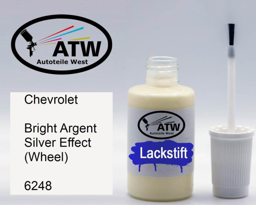 Chevrolet, Bright Argent Silver Effect (Wheel), 6248: 20ml Lackstift, von ATW Autoteile West.